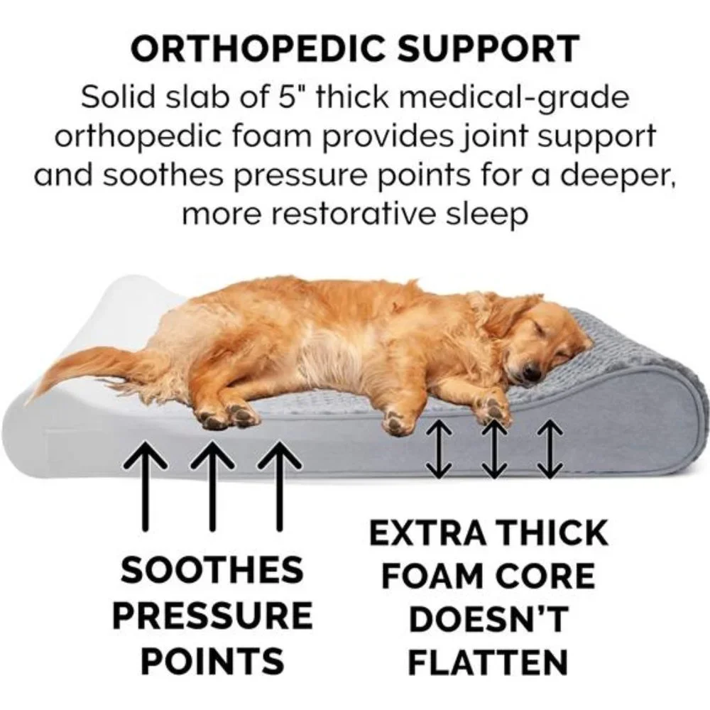 Orthopedic Dog Bed for Large Dogs w/ Removable Washable Cover - Gray, Jumbo/XL